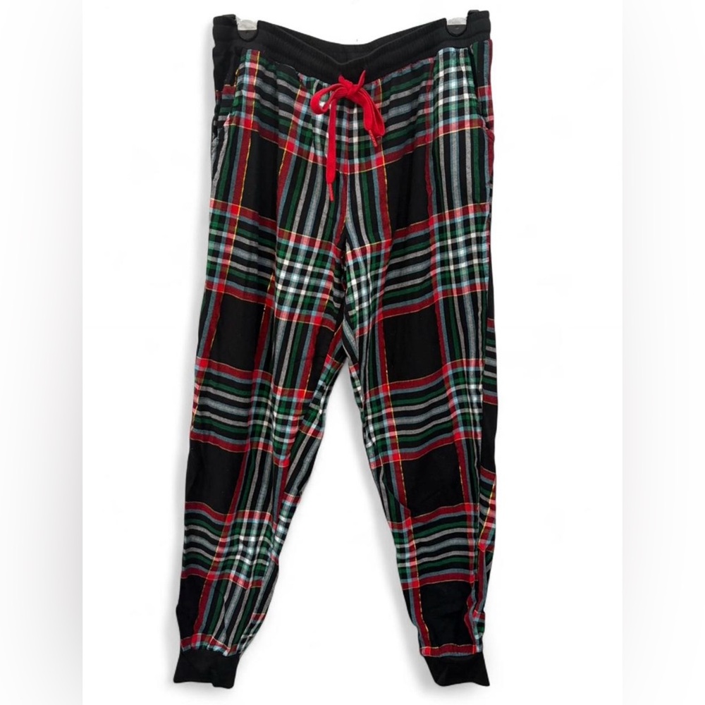 Women's Secret Treasures Christmas Plaid‎ Jogger Pajama Pants Medium Drawstring
